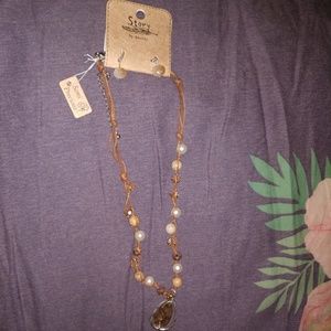 Semi precious stones boho earrings and necklace